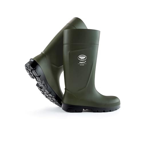 Image of Feather Light Safety Boots for Men and Women, Without Steel Toecap, Non-Slip Sole, Agricultural Work Boots, impervious to Water, mud or detergents, Insulating Down to - 20 Degrees, Green, UK 7