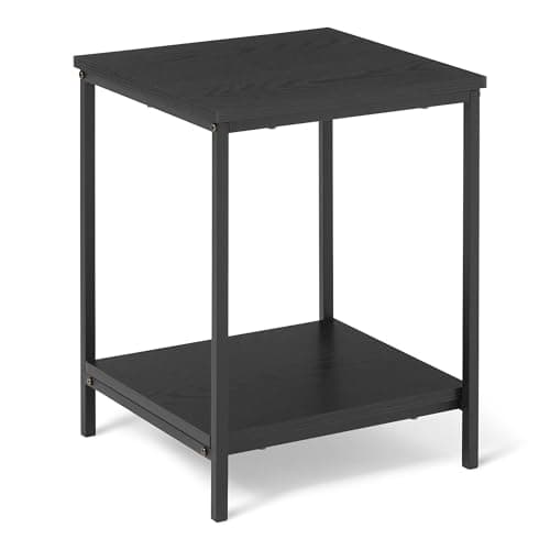 Image of Amazon Basics Side Table with Bottom Shelf, Square, Bedroom Nightstand, Living Room End Table with Steel Frame, Easy Assembly, 40 x 40 x 51 cm, Black