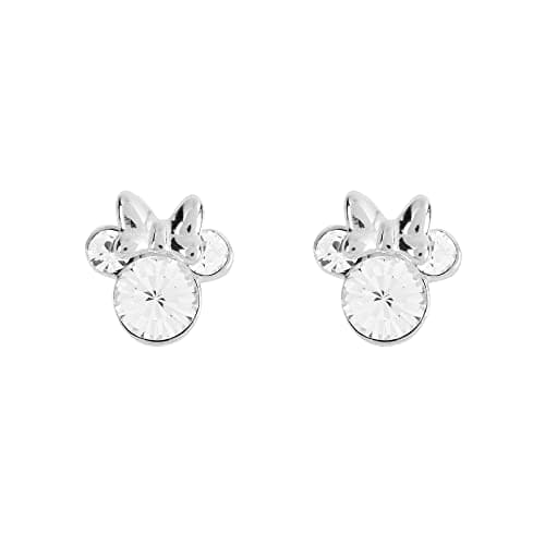 Image of Disney Minnie Mouse Sterling Silver April Birthstone Earrings