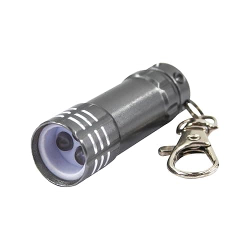 Image of Uni-Com Keyring Torch with Carabiner Clip – Compact LED Keychain Flashlight, Aluminium Housing, Long-Life Batteries Included for Keys, Handbags, Backpacks, Belt Loops, Silver