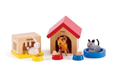 Image of Hape 12pc Family Pets Wooden Doll House Set Kids/Children Interactive Toy 3y+