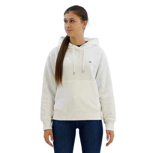 Image of GANT Women's Shield Hoodie Hooded Sweatshirt, Eggshell, M