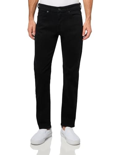 Image of BOSS Men's Delaware Bo Black Comfort Cotton Slim Fit Jeans, Dark Black, W36 / L32