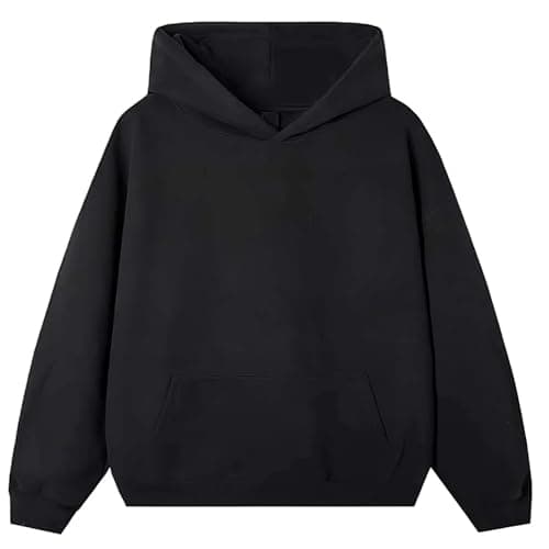 Image of Discoball Kids Plain Sweatshirt Hoodie Soft Pullover Top Jumper Casual Fashion Sweatshirts for Girls Boys Unisex Hooded with Pocket Black