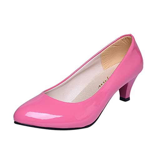 Image of Mary Jane Shoes Women's Pumps Elegant and Beque Casual Sandals with Low Heel Fashionable Loafer Latin Dance Shoes Formal Platform Pumps Comfortable Lightweight Evening Shoes Breathable, pink, 6 UK