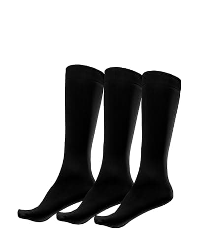Image of Trifolium 3 Pairs Women's 80 Denier Nylon Knee High Pop Socks with Comfort Top One Size Charcoal (SOX3588-80D-3P-Charcoal)
