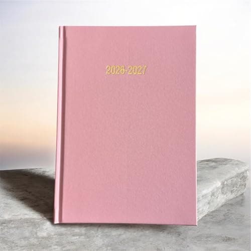 Image of Shineone 2026-2027 A5 Academic Diary Premium Week To View Diary Hardback Cover Appointment & Ribbon Marker, Mid Year Planner, Organizer for Student Teacher Hardback Case Bound (Pink)