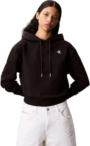 Image of Calvin Klein Jeans Women's LS ARCHIVE TERRY PO HOOD LV047C224G Sweatshirts, Black (Black), L