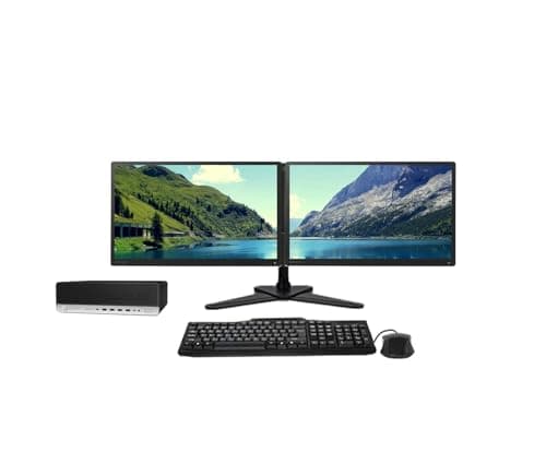 Image of HP Dual Monitor Trading Setup EliteDesk 800 G3 SFF PC - Intel Core i7 6th Gen, With 2 x 23 Matching HD 1080p Monitors, Leg Base Stand, Windows 11 Pro OS (Renewed) (16GB DDR3-512GB SSD)