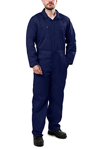 Image of Kolossus Coveralls for Men Long Sleeve Cotton Blend Work Jumpsuit, Navy Blue, L