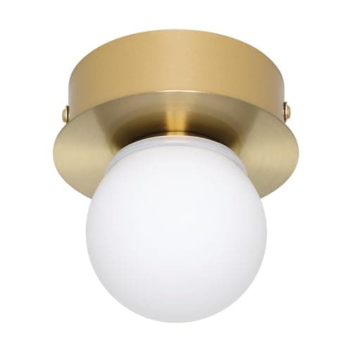 Image of Eglo LED Ceiling Light Fitting Mosiano, Small Ceiling lamp in Globe Shape, Bathroom Lighting Made of Metal in Brass and Glass in White, Warm White, IP44, ∅ 11 cm