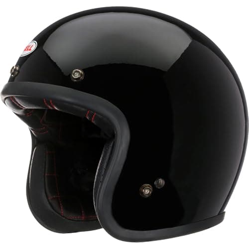 Image of Bell Custom 500 Solid ECE Helmet, Inspired by 1954 Design, Oval Low-Profile Fit, Throwback Style, Color: Black, Size: M