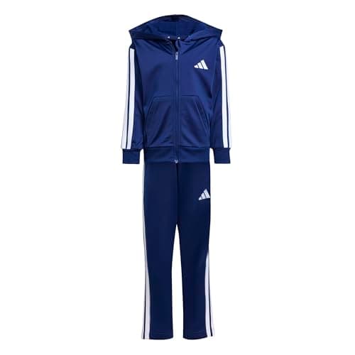 Image of adidas Unisex Kids ESSENTIALS 3 STRIPES TRACKSUIT, dark blue/white, 4-5 Years