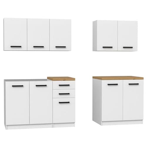 Image of HOME HUB JASPER | Kitchen Cabinet Set 200 cm 6 Units | Worktop INCLUDED | Kitchen cabinet kit