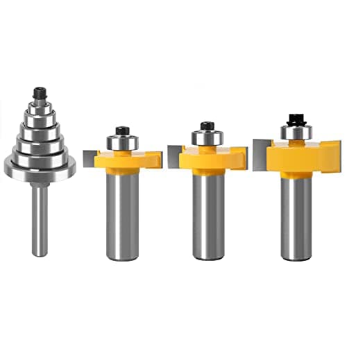 Image of WSOOX 1/2 Inch Shank Rabbet Router Bit Set, 3 Pieces Rabbeting Router Bit with 6 Bearings Set (1/8", 1/4", 5/16", 3/8", 7/16", 1/2" Bearings) (1/2 Inch)
