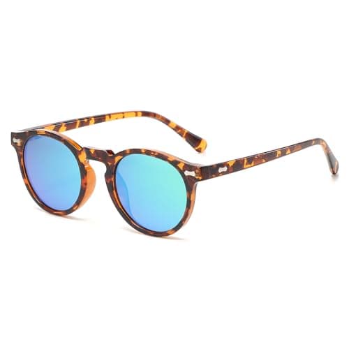 Image of LJCZKA Retro Round Polarized Sunglasses Mens Womens, Vintage Polarised Sunglasses Classic Trendy Shades Unisex UV400 Protection
