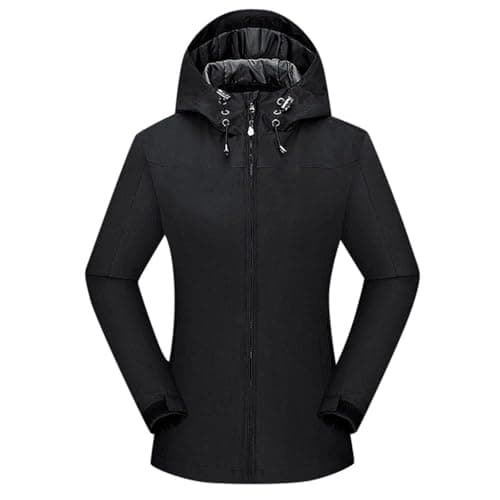 Image of Generisch Rain Jacket Waterproof Women's Softshell Jacket Lightweight Plain with Hood Outdoor Jacket with Removable Hood Women's Long Coat Trench Coat, black, 6XL