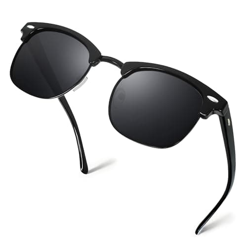 Image of Xiwlaikeqi Sunglasses Mens Womens,UV400 Protection,Unisex Retro Classic Sunglasses, Half Frame Sun Glasses for Driving, Cycling, Running (Black)