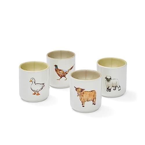Image of Cooksmart British Designed Pack of 4 Stackable Egg Cups | Ceramic Egg Cup for Breakfast | Egg Poacher Cups for All Types of Kitchen - Buttercup Farm