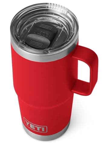 Image of YETI Rambler Travel Mug, Stainless Steel Vacuum Insulated with Stronghold Lid, Rescue Red, 20 oz (591 ml)