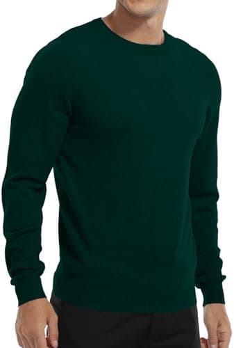 Image of MLANM Men's Casual Slim Fit Basic Jumper Long Sleeve Knitted Crew-Neck Classic Tops Winter Warm Knitted Crew Neck Jumper Long Sleeve Soft Cozy Mock Neck Knitwear Pullover Sweater, Dark Green XL