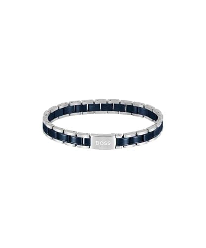 Image of BOSS Jewelry Men's METAL LINKS Collection Link Bracelet in Stainless Steel in blue, black and yellow gold