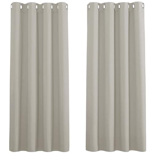Image of PONY DANCE Thermal Insulated Eyelet Curtains for Bedroom - Light Filtering Curtains 2 Panels, 46 x 54-inch Drop Noise Reduce Drapes for Living Room/Home Office, Natural