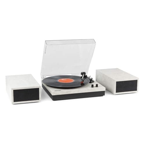 Image of Fenton RP165M Bluetooth Vinyl Record Player with Stereo Speakers, Marble Finish - 3-Speed Turntable, Wireless Audio Streaming, Classic Style for Home Audio Listening