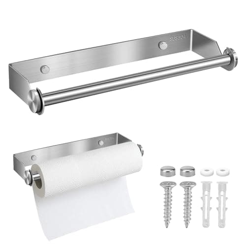 Image of 28CM Kitchen Roll Holder, Kitchen Roll Holder Wall Mounted with Srews, Paper Towel Holder for Kitchens Bathrooms Living Rooms - Silver