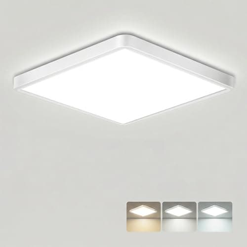 Image of slochi LED Ceiling Light, 3000K/4000K/6500K 3 Color Temperature, IP54 Waterproof Bathroom Light, Modern Square LED Ceiling Light for Bedroom, Kitchen, Hallway, Outside Porch and More