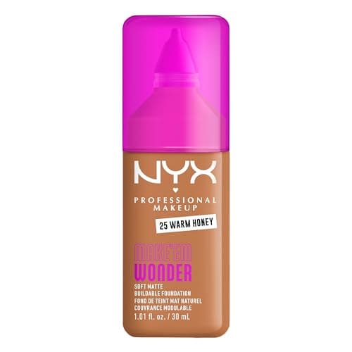 Image of NYX Professional Makeup Make 'EM Wonder, Up to 24 Hour Soft Matte Foundation, Undetectable Finish, Waterproof, Sweat and Transfer Resistant, Shade: 25 Warm Honey
