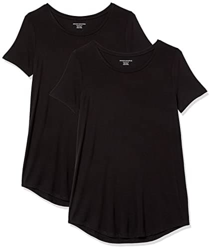 Image of Amazon Essentials Women's Short-Sleeve Scoopneck Tunic, Pack of 2, Black, XL