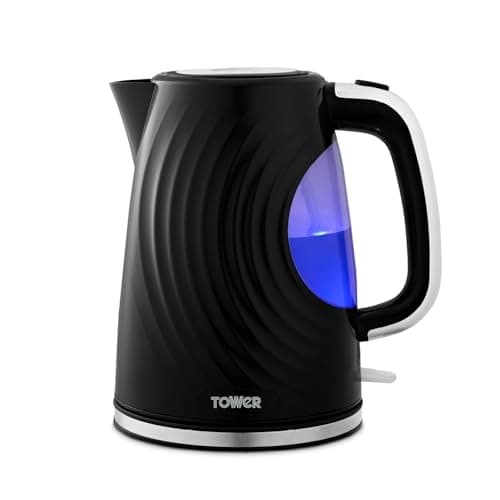 Image of Tower T10083BLK Sonar Textured Kettle with Large Viewing Window & Blue Light, 360 Degree Base, 3000W, 1.7L, Black