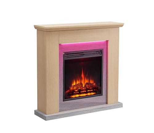 Image of FLAMME Stratford Electric Fireplace with 35" surround with 2kW Fireplace Heater Natural Oak Multiple Colours Available