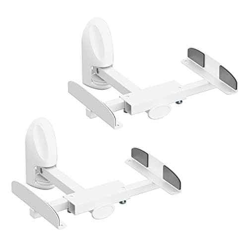 Image of mahara Side Clamping Speaker Mounts, Mounted Surround Sound Bookshelf Audio Stands, Hifi Ceiling Rear Speaker Mount Pair, Set Of 2, White Up To 20KG