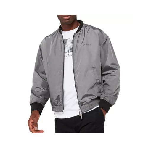 Image of Armani Exchange Men's Blouson Jacket With Back Branding Eiffel Tower Grey M