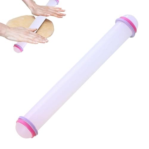 Image of 9 Inch Fondant Rolling Pin, Non-Stick, Adjustable, White Plastic Rolling Pin for Baking and Cake Decorations