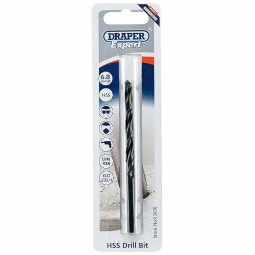 Image of Draper 53036 Expert HSS Twist Drill Bit for 8 x 1.25 Taps, 6.8mm Ø,Blue