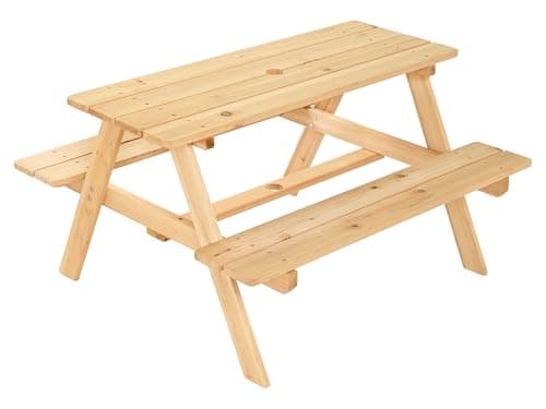 Image of The Workplace Depot Picnic Bench with 50 mm Parasol Hole – Flat-Pack Cedar Wood Garden 6/4-Seater Outdoor Bench, Durable Family, Café & Pub Seating (Childrens 4 Seater)