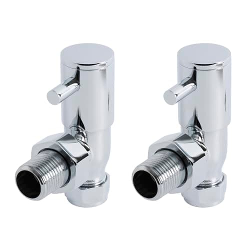 Image of Milano Chrome Angled Radiator Heated Towel Rail Valves