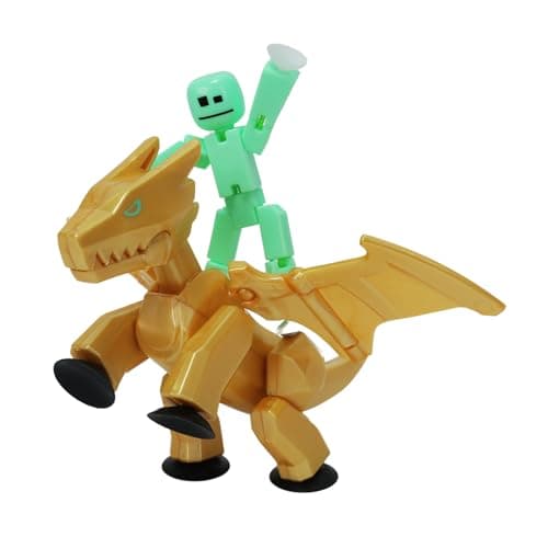 Image of Zing StikBot & Mega Monster Stop-Motion Animation Pack – Exclusive Figure, Creative Toy for Kids Age 4+ (Gold + Mint Green)