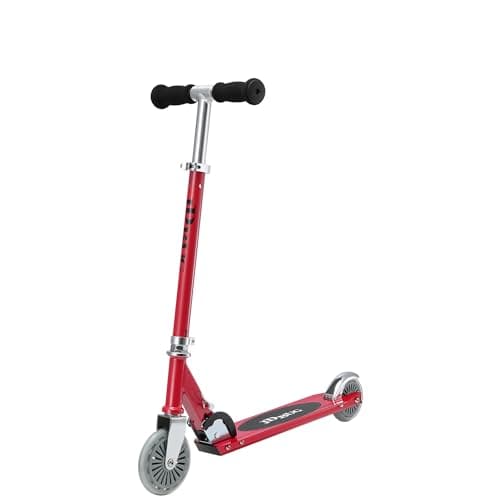 Image of JD Bug Junior Street Folding Kids Scooter, for Boys and Girls Aged 5+, Adjustable Handlebar Height (Red Glow Pearl)