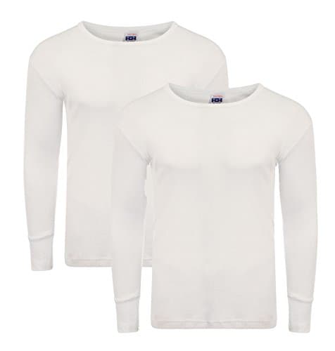 Image of Heatwave® Pack of 2 Men's Thermal Long Sleeve Top, Warm Underwear Baselayer, S M L XL XXL Thermals, Large White
