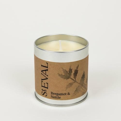 Image of St. Eval | Bergamot and Nettle Scented Tin Candle | Uplifting, Herbal Aroma Fragrance with Bergamot Accord and Nettle Leaves | Made in Cornwall | 45 Hours Burn Time| Great Gift