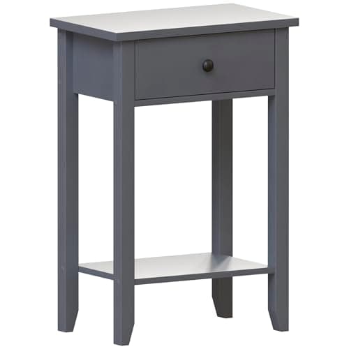 Image of Vida Designs Windsor 1 Drawer Console Table | Grey | Living Room Furniture | 74H x 50W x 30D cm | with Undershelf | Large Capacity Storage