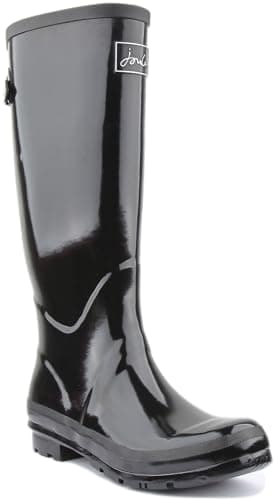 Image of Joules Women's Fieldwelly Gloss Rain Boot, True Black, 5 UK