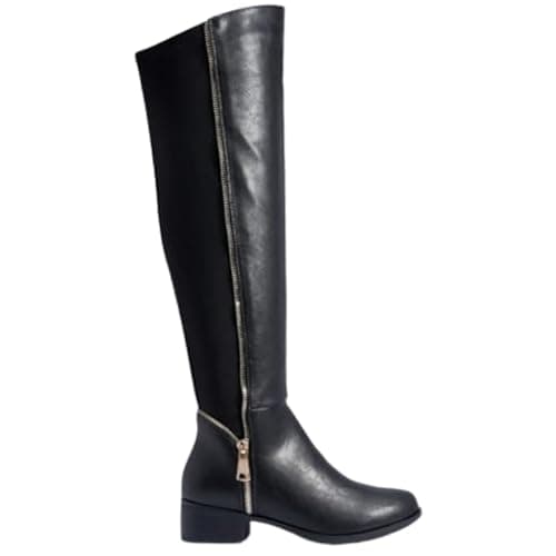 Image of sole london LADIES WOMENS FASHION OVER THE KNEE HIGH STRETCH CALF LEG ZIP FLAT HEEL BOOTS
