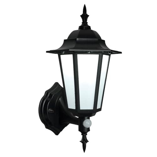 Image of National Lighting Traditional Style PIR Lantern PIR Outside Lights - Outdoor Security Lights - Black Motion Sensor Presence Detector - IP44 Rated Outside Lamp with Integrated 7W SMD 5630 LED