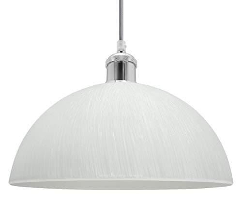 Image of Glass Dome Pendant Light Frosted Opaque Modern Ceiling Lamp Shade Vintage Chrome Lamp Holder M0214