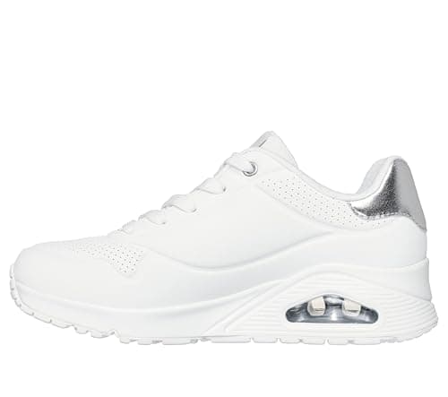 Image of Skechers Women's Uno Golden Air Sneaker, White Durabuck/Silver Trim, 4 UK